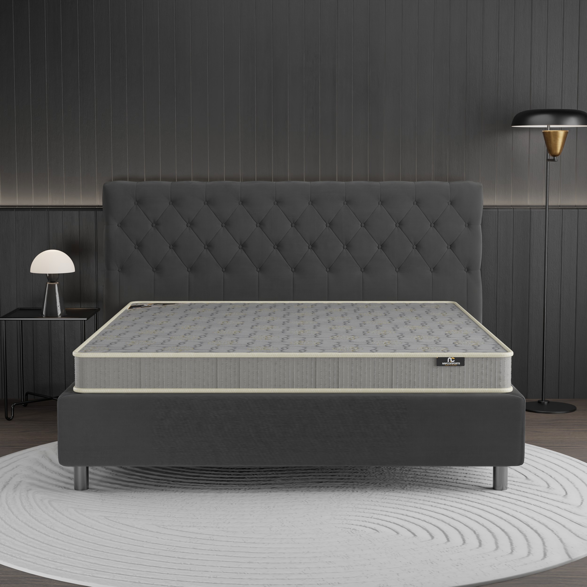 NAPCOMFORTS DUAL LUXURY COMFORTS | Super Soft Foam & Bonded Foam & High Resilience (HR) Foam Mattress (Blue/Golden Flower)