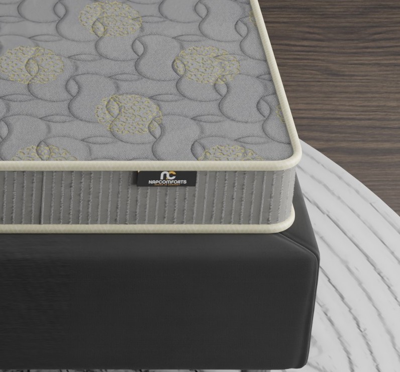 NAPCOMFORTS DUAL LUXURY COMFORTS | Super Soft Foam & Bonded Foam & High Resilience (HR) Foam Mattress (Blue/Golden Flower)
