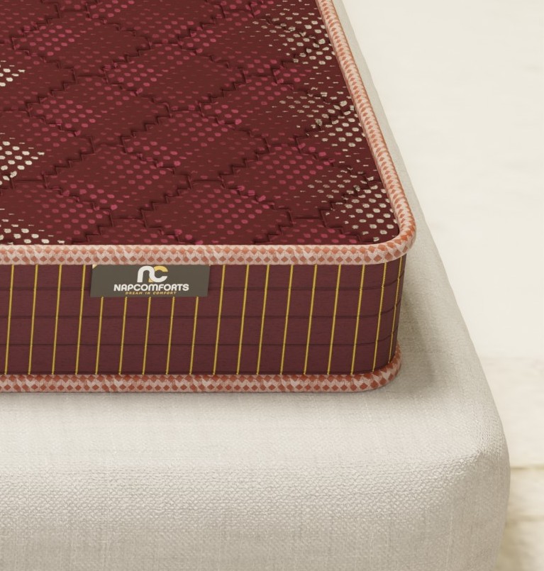 NAPCOMFORTS SPARK TECH ORTHO | Bonded Foam & High Resilience (HR) Foam Mattress (Maroon&Gold)